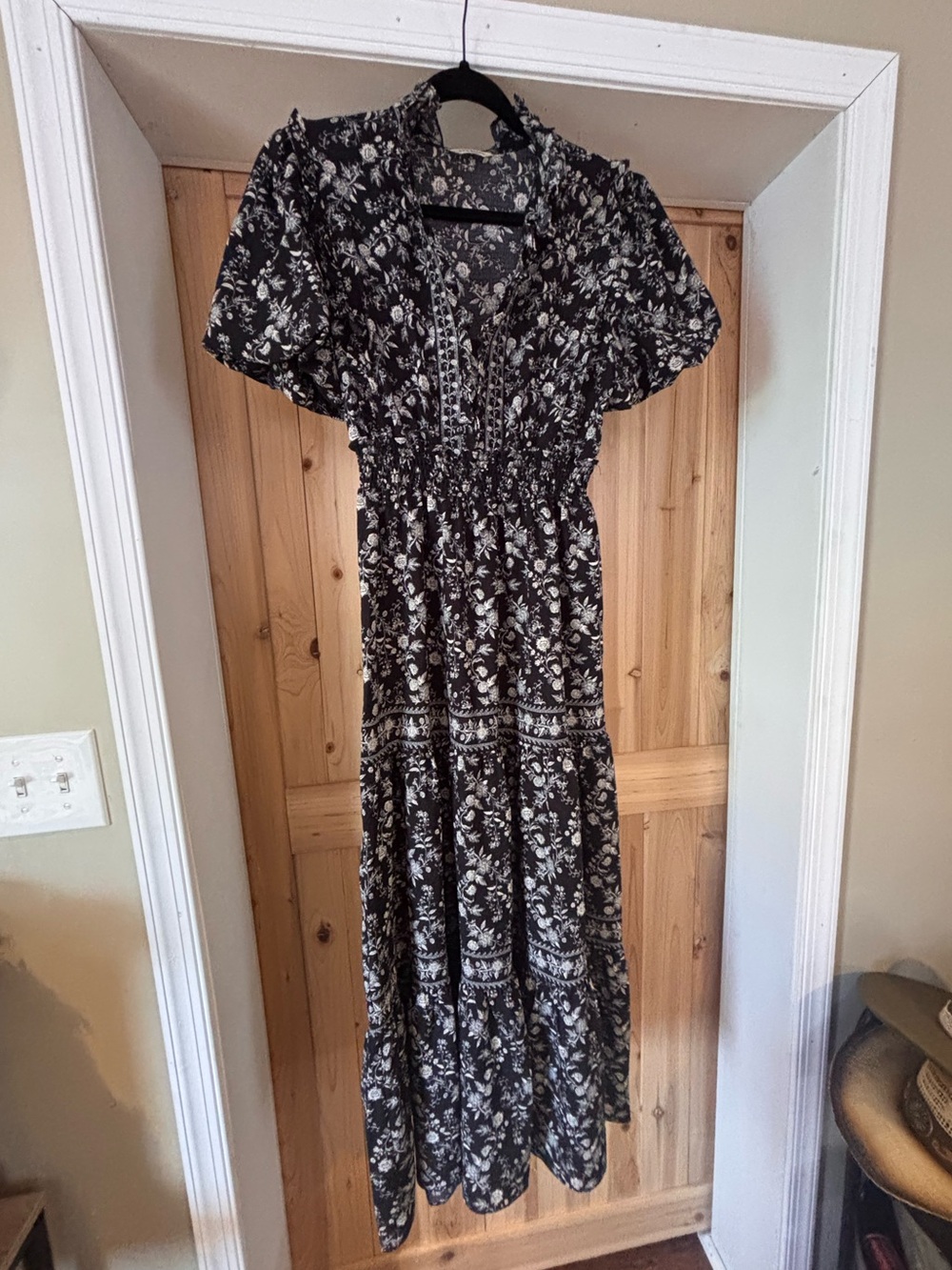 Max Studio Black Maxi Dress with White Floral Print